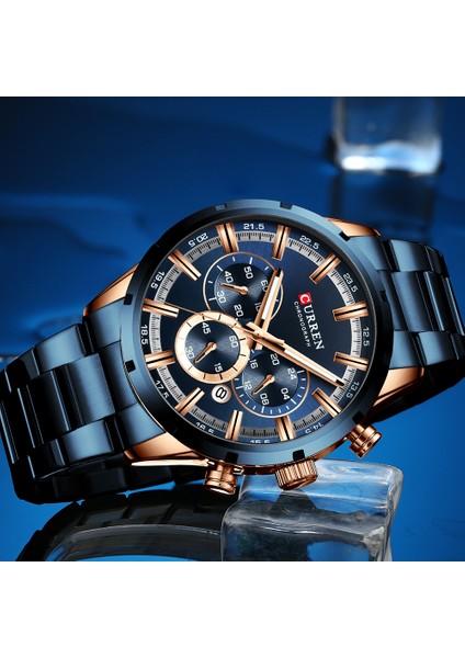 Erkek Saat Mavi Kadran Paslanmaz Çelik Kordon Tarih Erkek Iş Erkek Saatler Su Geçirmez Lüks modelleri
