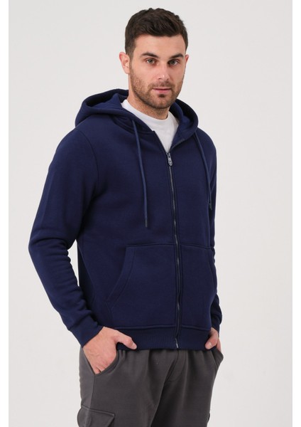 Unisex Fermuarlı Kanguru Cep 3 İplik Sweatshirt İçi Polar