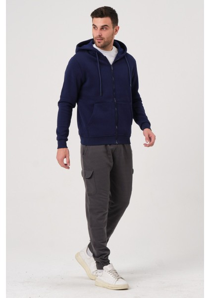 Unisex Fermuarlı Kanguru Cep 3 İplik Sweatshirt İçi Polar indirimleri
