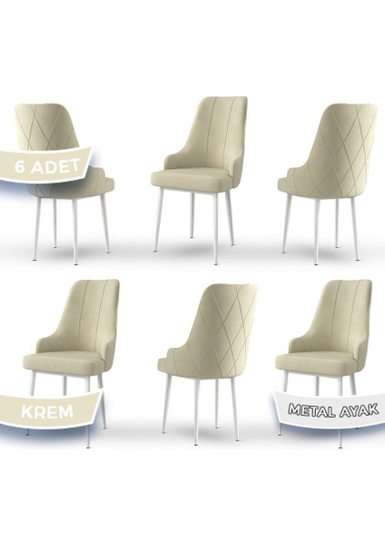 Trex Serisi, 1.sınıf Babyface Kumaş, Beyaz Metal Ayak, 6 Adet Sandalye, fiyatları