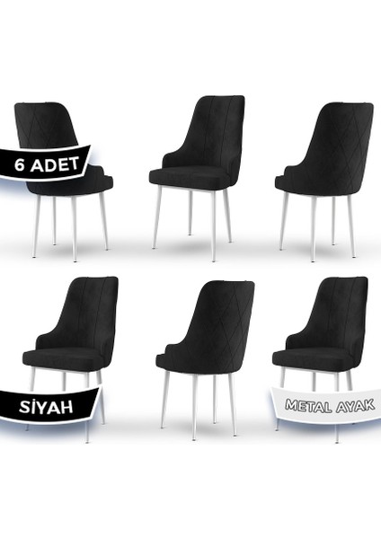 Trex Serisi, 1.sınıf Babyface Kumaş, Beyaz Metal Ayak, 6 Adet Sandalye, modelleri