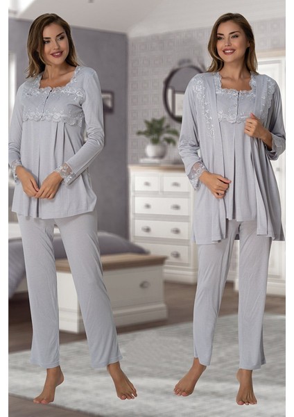 Model Gri Lohusa Pijama Takımı Sabahlıklı 2401GRI Effortt