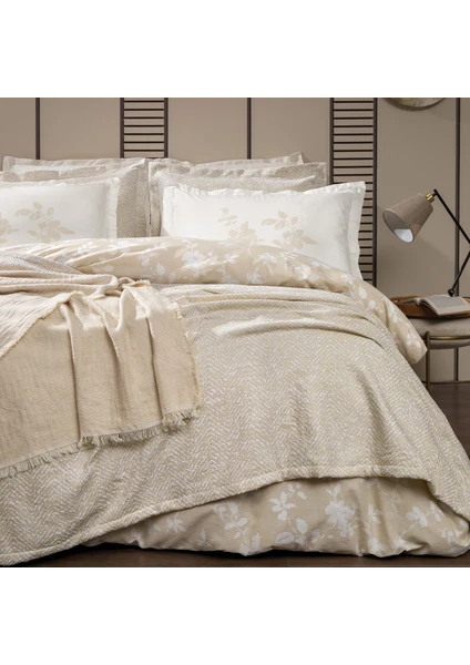 Bedding Etta Çift Kişilik Fall Winter Çeyiz Seti 8 Parça - Bej