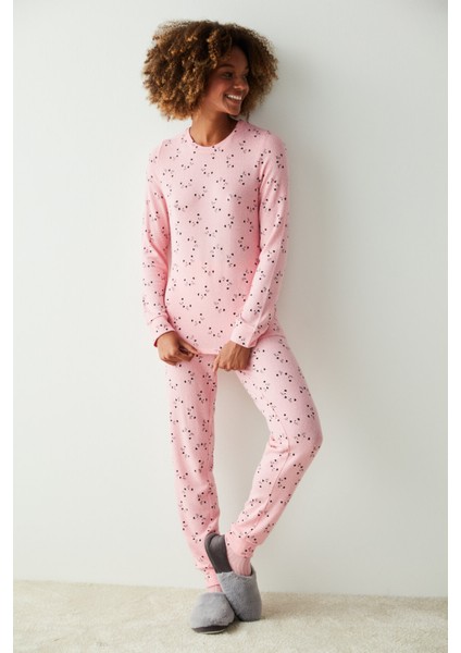 Pembe Desenli Pijama Takımı