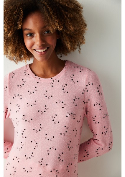 Pembe Desenli Pijama Takımı