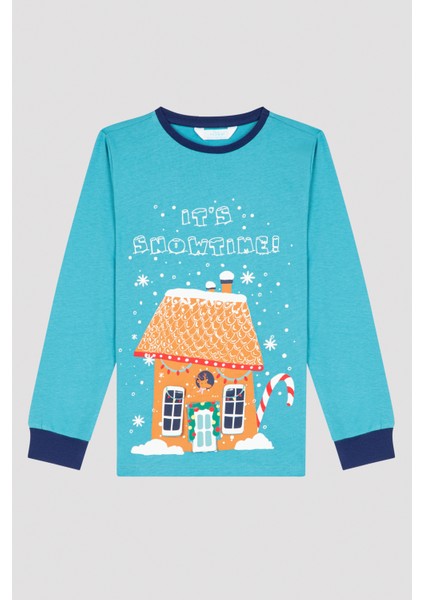 Su Yeşili Erkek Çocuk Snowtime Pijama Takımı