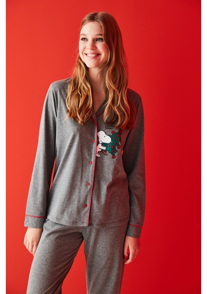 Gri Melanj Lic Give A Little Love Pijama Takımı