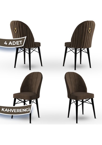 Concept Canisa Ritim Serisi, 1.sınıf Babyface Ithal Kumaş, 4 Adet Sandalye, Siyah Gürgen Ayak, Gold Halkalı