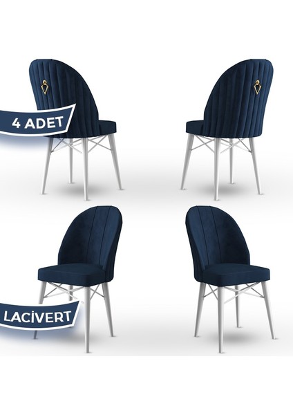 Concept Ritim Serisi, Babyface Ithal Kumaş, 4 Adet Sandalye, Beyaz Gürgen Ayak, Gold Halkalı