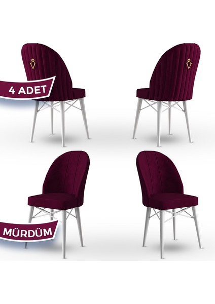 Concept Ritim Serisi, Babyface Ithal Kumaş, 4 Adet Sandalye, Beyaz Gürgen Ayak, Gold Halkalı