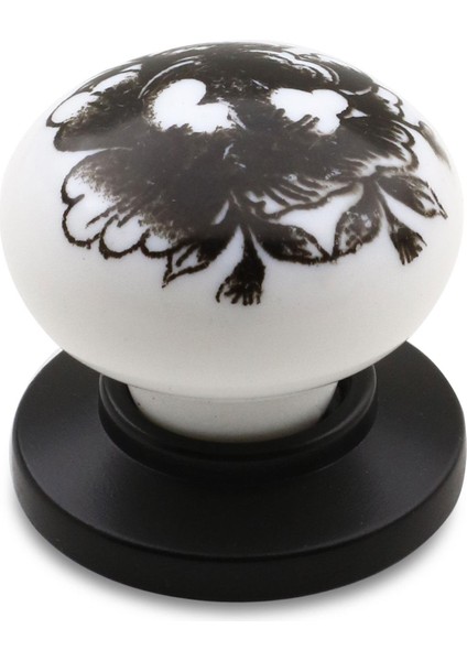 Eymen Düğme Çekmece Dolap Kapak Kulpu Kulbu Beyaz Siyah Desenli Polimer Kulp