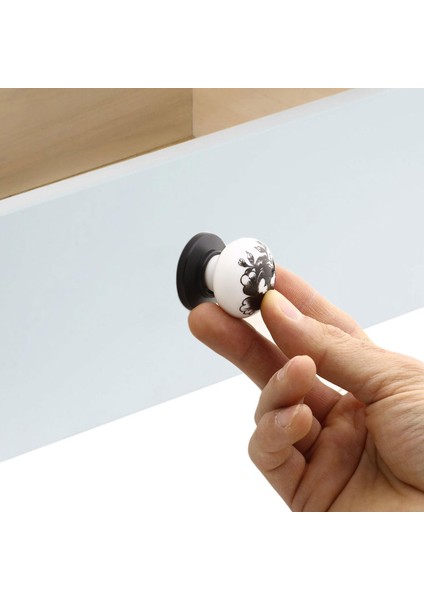 Eymen Düğme Çekmece Dolap Kapak Kulpu Kulbu Beyaz Siyah Desenli Polimer Kulp modelleri