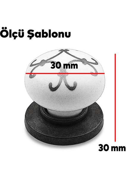 Eymen Düğme Çekmece Dolap Kapak Kulpu Kulbu Beyaz Siyah Desenli Polimer Kulp fırsatları