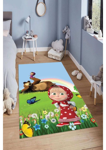 Dijital Baskılı Kaymaz Taban Yıkanabilir Kolay Temizlenir Modern Çocuk Odası Halısı NDÇ-HT-1139