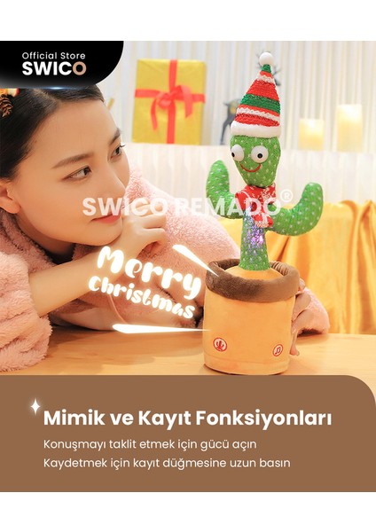 Dans Eden ve Şarkı Söyleyen Kaktüs Noel Peluş Oyuncak - (Yurt Dışından)