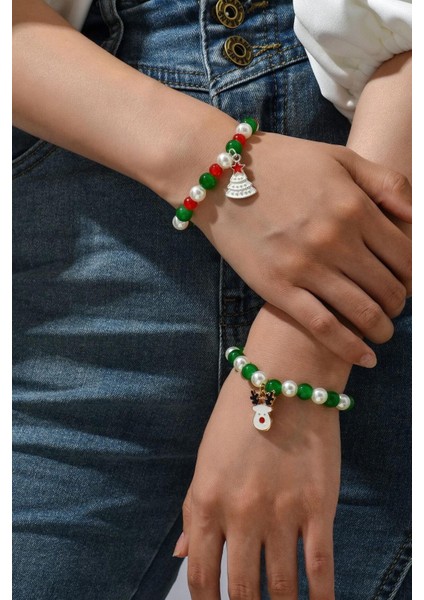 Yılbaşı Ağacı Charm Boncuklu Bileklik 2 Adet