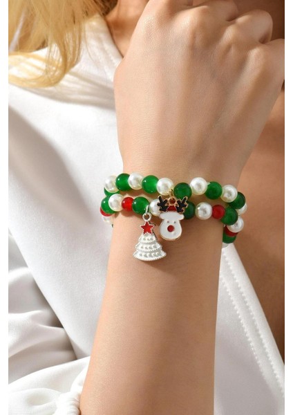 Yılbaşı Ağacı Charm Boncuklu Bileklik 2 Adet fiyatları