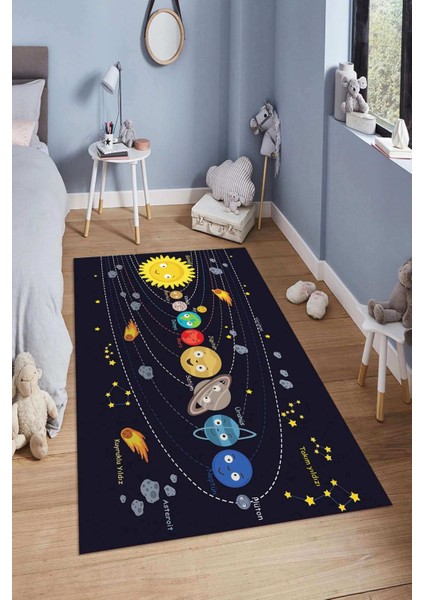 Dijital Baskılı Kaymaz Taban Yıkanabilir Kolay Temizlenir Modern Çocuk Odası Halısı NDÇ-SD-531