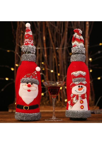 Şarap Şişesi Noel Dekorasyon Kapakları 2 Adet (Yurt Dışından)