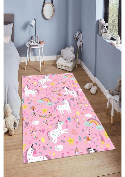 Dijital Baskılı Kaymaz Taban Yıkanabilir Kolay Temizlenir Modern Çocuk Odası Halısı NDÇ-HP-621