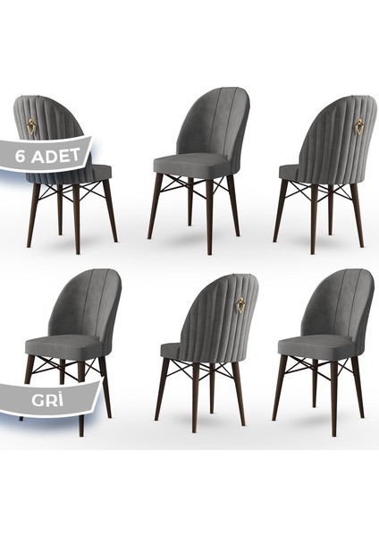 Concept Ritim Serisi, Babyface Kumaş, 6 Adet Sandalye, Ceviz Gürgen Ayak, Gold Halkalı