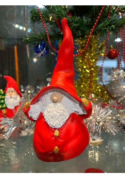 Uzun Şapkalı Tombul Noel Baba Heykeli Yeni Yıl Yılbaşı Ev Ofis Dekorasyon Biblo
