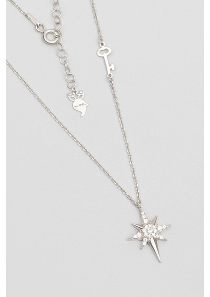 Vega Başarı Yıldızı 18 Ayar Beyaz Altın Kaplama 48 cm Gümüş Kolye modelleri