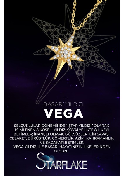 Vega Başarı Yıldızı 18 Ayar Beyaz Altın Kaplama 48 cm Gümüş Kolye fırsatları