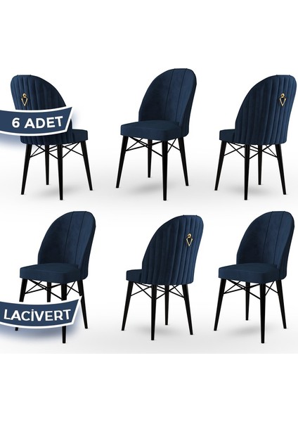 Concept Ritim Serisi, Babyface Kumaş, 6 Adet Sandalye, Siyah Gürgen Ayak, Gold Halkalı