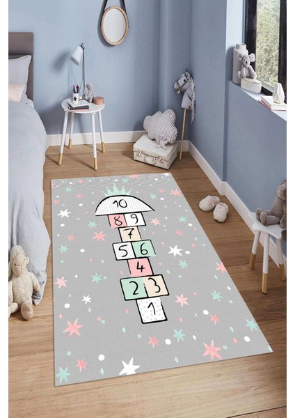 Dijital Baskılı Kaymaz Taban Yıkanabilir Kolay Temizlenir Modern Çocuk Odası Halısı NDÇ-HT-266
