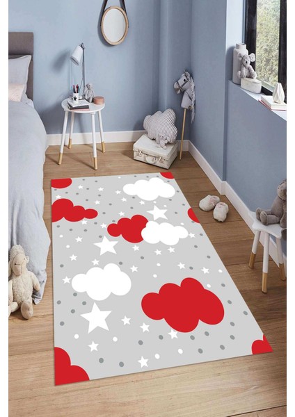 Dijital Baskılı Kaymaz Taban Yıkanabilir Kolay Temizlenir Modern Çocuk Odası Halısı NDÇ-HT-559