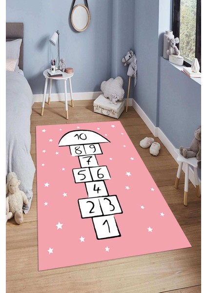Dijital Baskılı Kaymaz Taban Yıkanabilir Kolay Temizlenir Modern Çocuk Odası Halısı NDÇ-HT-842