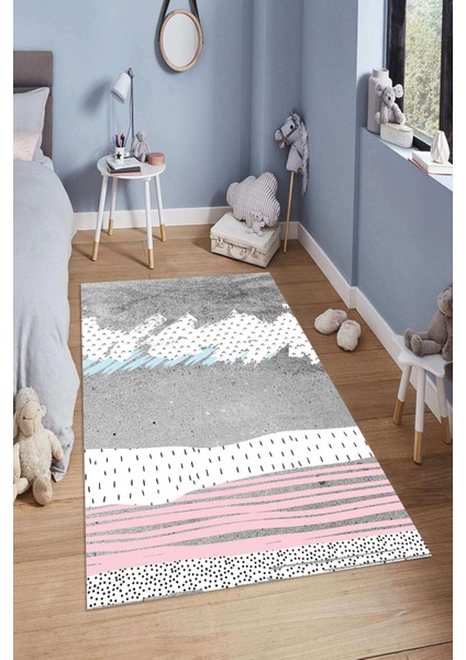 Dijital Baskılı Kaymaz Taban Yıkanabilir Kolay Temizlenir Modern Çocuk Odası Halısı NDÇ-HT-893