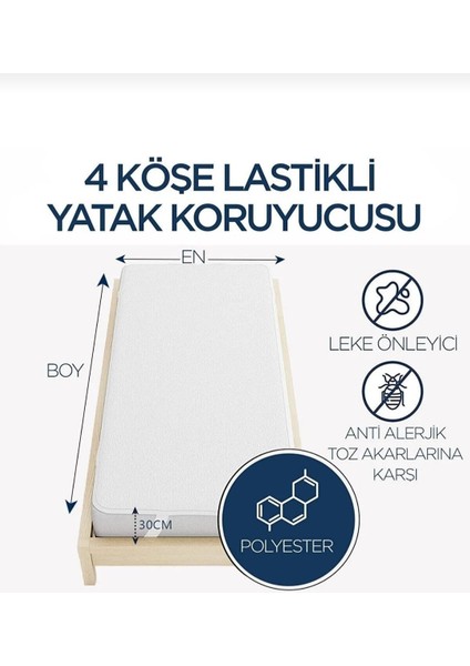 Microfit Dört Kenarlastiklitek Kişiliksu Sıvı Geçirmezyatak Alezi YATAKKORUYUCU90X190CMPAMUKLU Beyaz