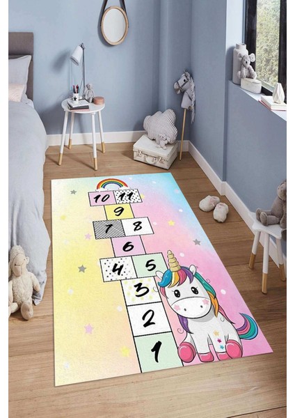 Dijital Baskılı Kaymaz Taban Yıkanabilir Kolay Temizlenir Modern Çocuk Odası Halısı NDÇ-SD-737