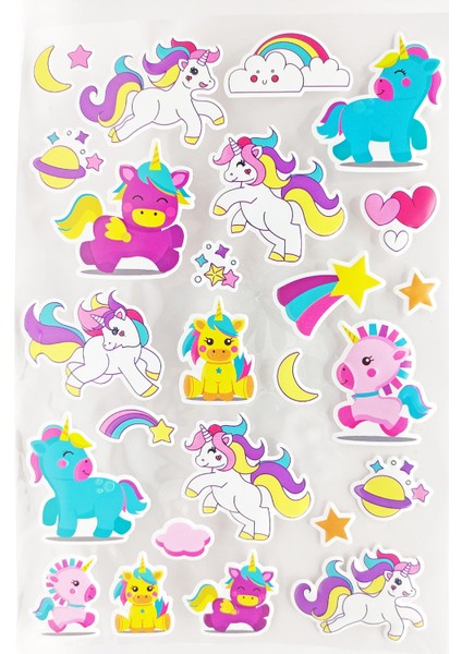 Sticker Kabartmalı A4 Boyutunda Stiker Defter, Planlayıcı Etiket -(Lim106)- Unicorn