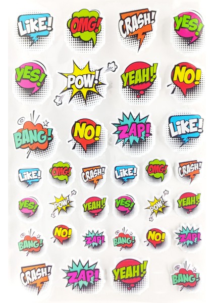 Sticker Kabartmalı A4 Boyutunda Stiker Defter, Planlayıcı Etiket - (Lim111) Omg,wow Simpless