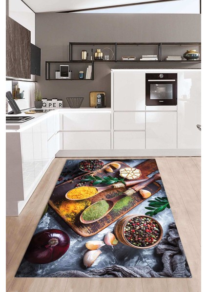 Dijital Baskılı Kaymaz Taban Yıkanabilir Kolay Temizlenir Mutfak Halısı NDM-HT-1563