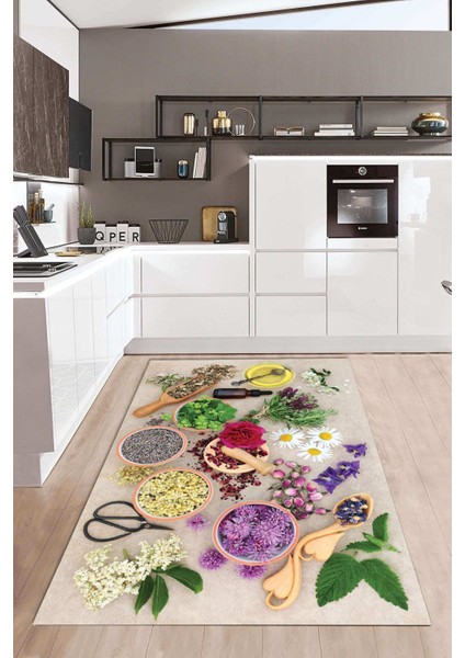 Dijital Baskılı Kaymaz Taban Yıkanabilir Kolay Temizlenir Mutfak Halısı NDM-HT-1564