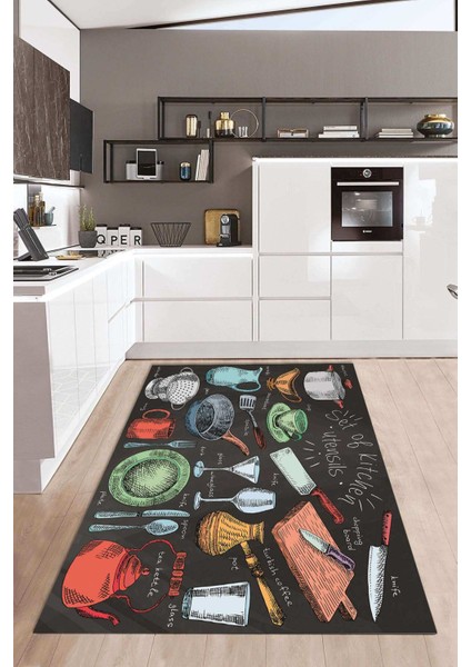 Dijital Baskılı Kaymaz Taban Yıkanabilir Kolay Temizlenir Mutfak Halısı NDM-HM-578