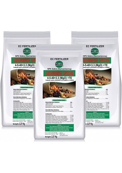 Miller Nutrı Leaf Green House 20-20-20 Npk Gübresi Harmanlanmış Miller
