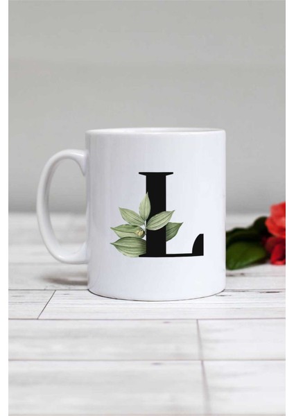 Botanik L Harfli Kupa Bardak Beyaz