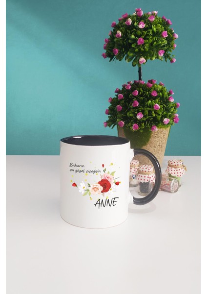 Baharın En Güzel Çiçeğisin Anne Kupa Bardak Siyah fiyatları