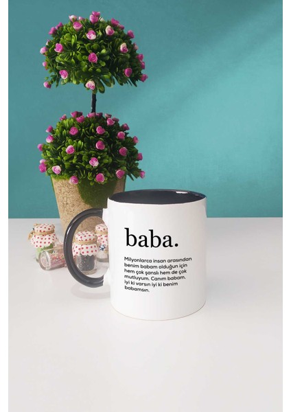 Babaya Hediye Baba Kupa Bardak Siyah