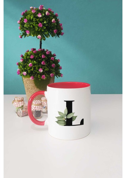 Botanik L Harfli Kupa Bardak Kırmızı