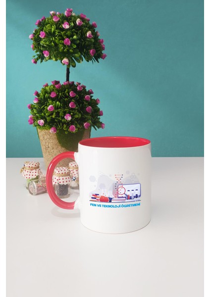 Fen ve Teknoloji Öğretmeni Kupa Bardak Kırmızı