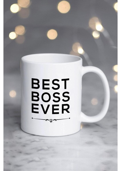 Patrona Hediye Best Boss Ever Kupa Bardak Beyaz