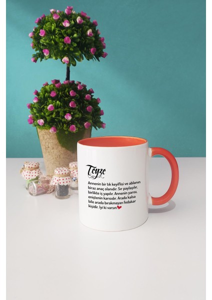 Teyzeye Hediye Teyze Kupa Bardak Turuncu