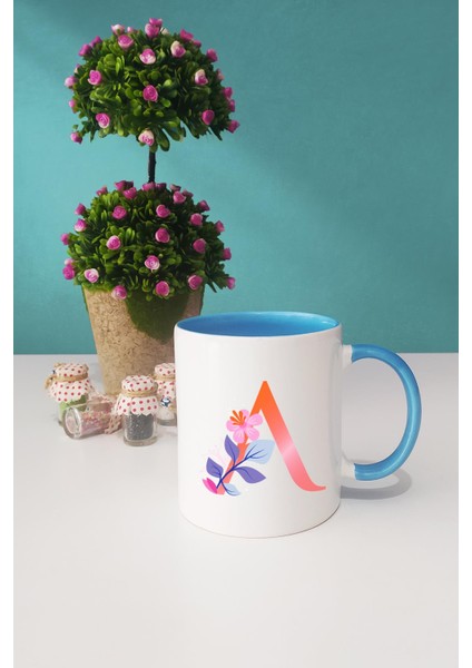 Özel Tasarım A Harfli Kupa Bardak Mavi fiyatları