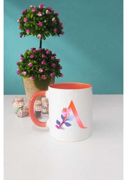 Özel Tasarım A Harfli Kupa Bardak Turuncu fiyatları